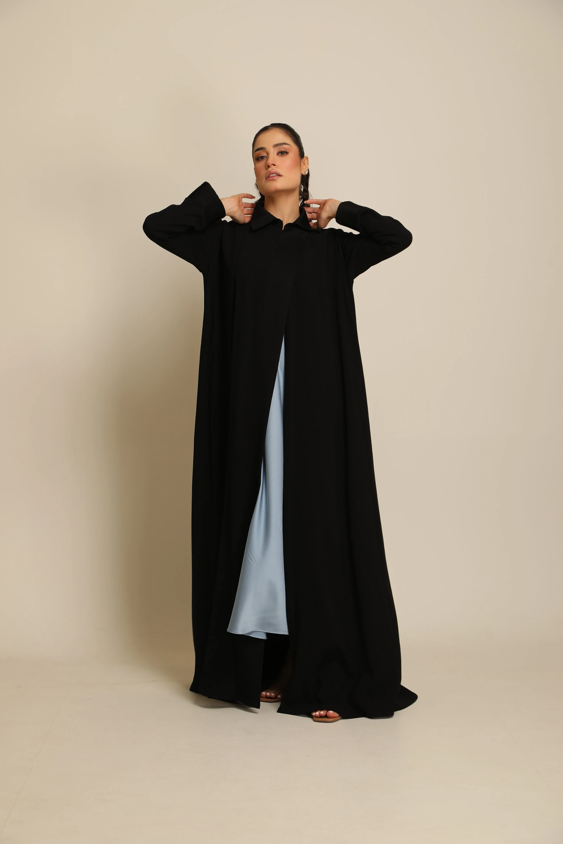 Soft crepe black Abaya 082 