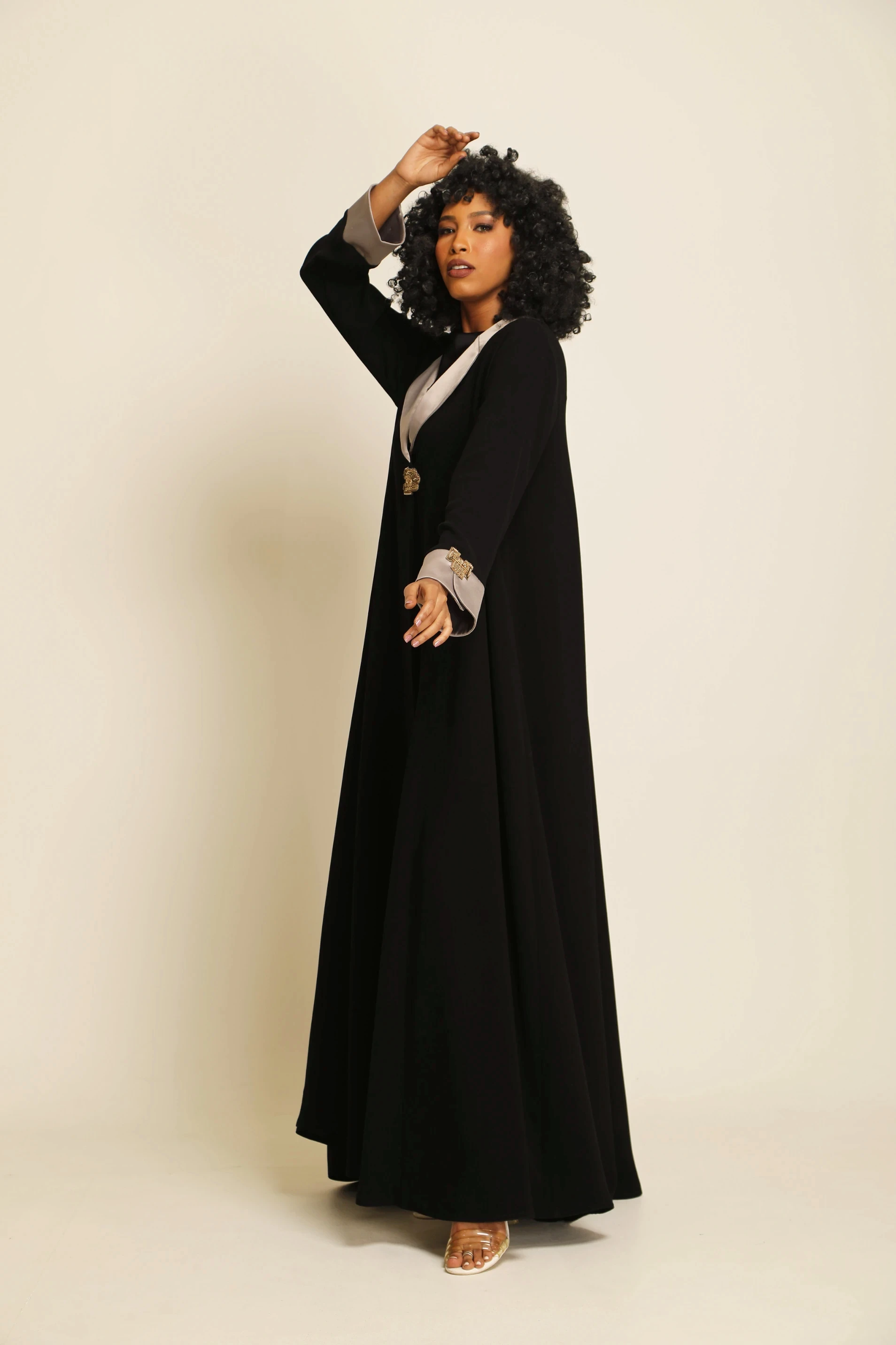 Crepe & satin luxury Abaya 035