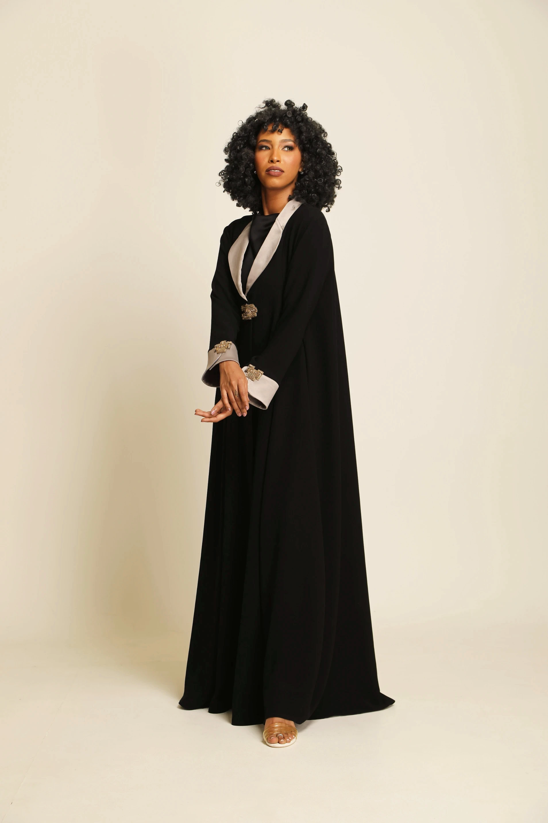 Crepe & satin luxury Abaya 035