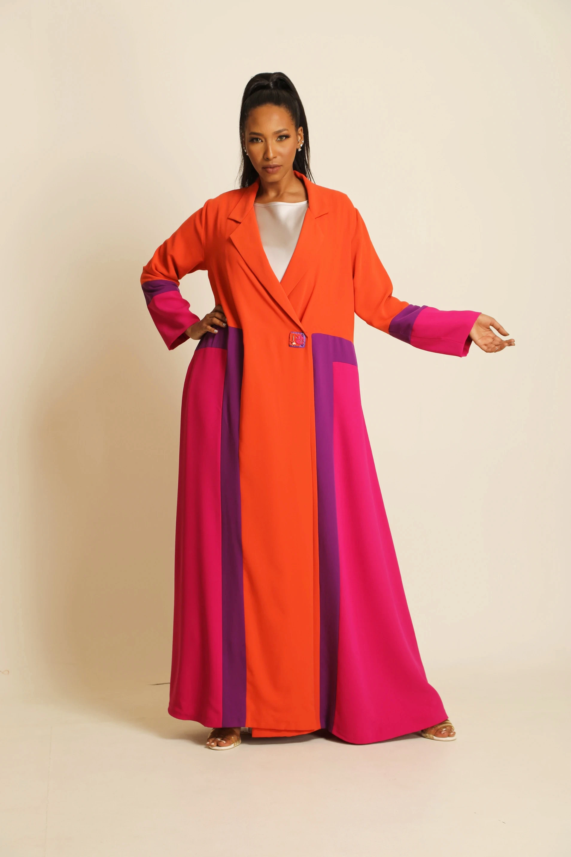 Soft crepe multicolor Abaya 072