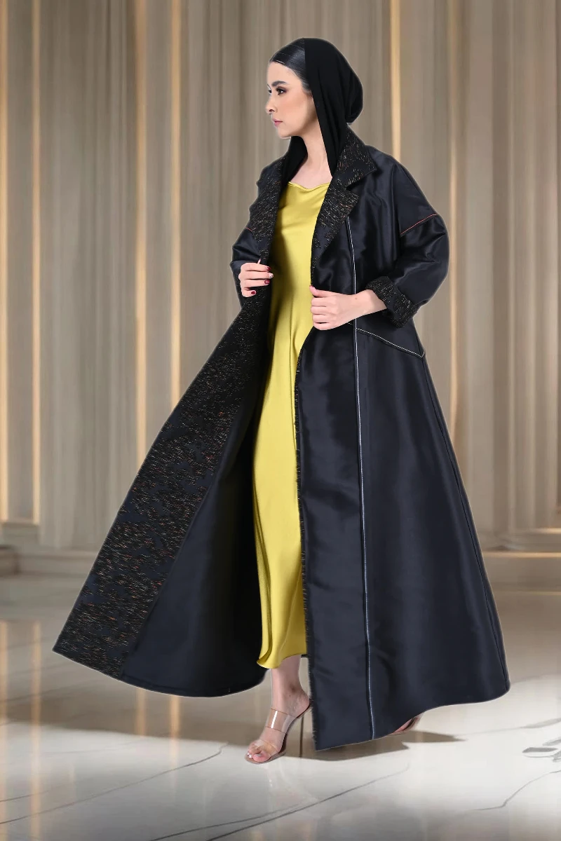 Black taffeta Abaya 086