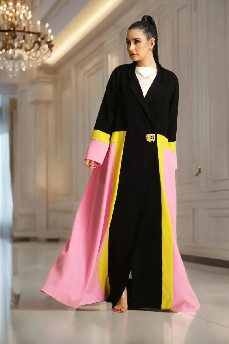 Soft crepe multicolor Abaya 073