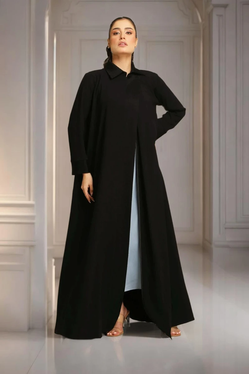 Soft crepe black Abaya 082 