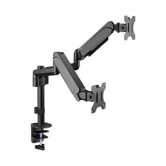 GAMEON GO-2045 Pole-Mounted Gas Spring Dual Monitor Arm, Stand And Mount For Gaming And Office Use, 17" - 32", Each Arm Up To 9 KG, Black
