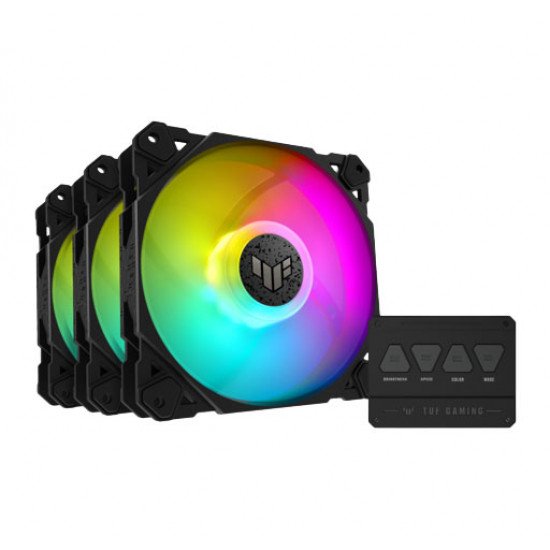 ASUS TUF Gaming TF120 ARGB chassis fan delivers high performance and durability in a rainbow of color