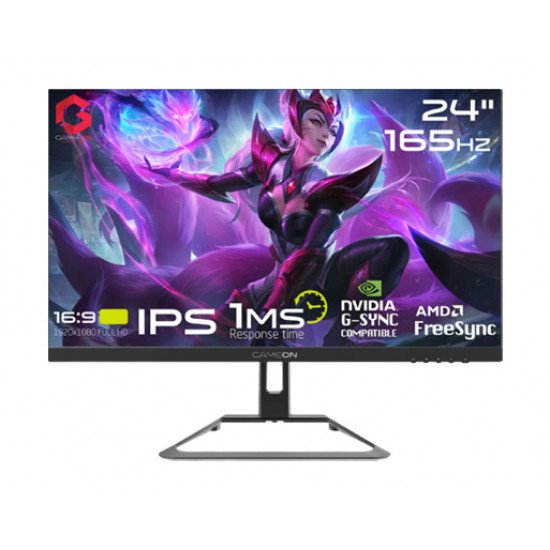 GAMEON GOE24FHD165IPS 24  FHD, 165Hz  1ms Flat IPS Gaming Monitor With Gsync & Free Sync  Black