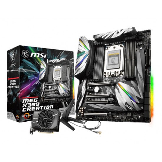 MSI Gaming AMD Ryzen ThreadRipper DDR4 VR Ready HDMI USB 3 SLI CFX Extended-ATX Motherboard (MEG X399 Creation)